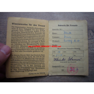 DDR - Freund des Deutschen Roten Kreuz - Ausweis