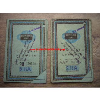 2 x Personalausweis - Britische Besatzungszone um 1948