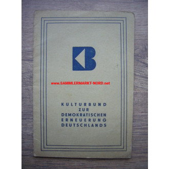 DDR - Kulturbund zur Demokratischen Erneuerung Deutschlands - Mitgliedsbuch