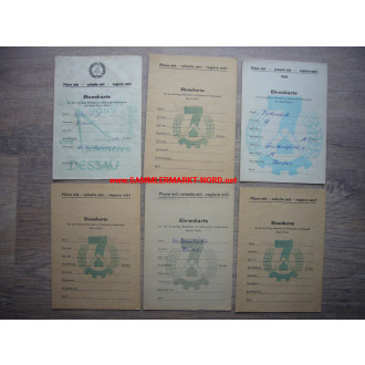 DDR - NAW national reconstruction works Halle - 6 x card of honour