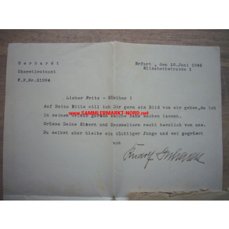 Oberst RUDOLF GERHARDT - Kommandeur Panzer Regiment 7 (10. Panzer Division) - Autograph