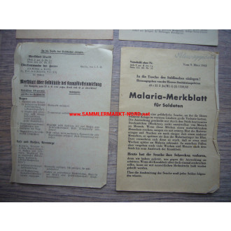4 x leaflet for the Soldbuch - malaria, warfare agents, etc.