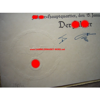Certificate & folder - SS-Oberführer & State Secretary WERNER ZSCHINTZSCH - Autograph