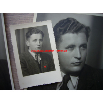 4 x Portrait Foto junger Mann mit Segelfliegerabzeichen & NSDAP Parteiabzeichen