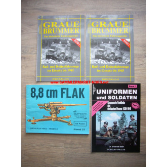 4 x booklets Podzun Pallas Verlag - Grey Brummer, 8,8 cm Flak, uniforms and soldiers