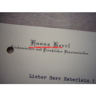 NSDAP Reichsminister HANNS KERRL - Autograph