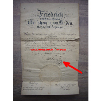 Grand Duke FRIEDRICH I of Baden - Autograph 1899 - Certificate of appointment