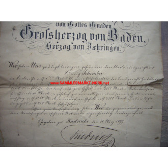 Grand Duke FRIEDRICH I of Baden - Autograph 1899 - Certificate of appointment