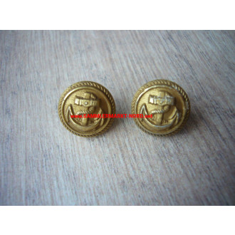 Kriegsmarine - Pair of buttons for the storm strap of the officer's visor cap