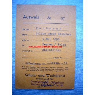 Schutz- und Wachdienst, Offenburg - Ausweis 1955