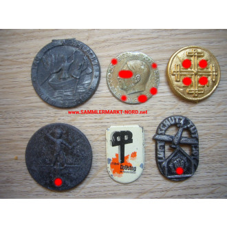 Convolute 6 x old badges - Wehrmacht, air defence, etc.
