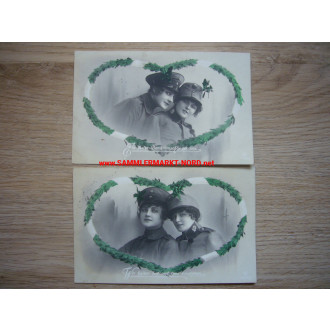 2 x postcard - Women in uniform - German & Austria with edelweiss