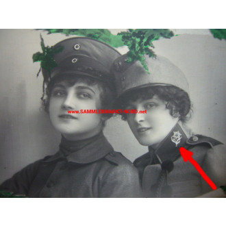 2 x postcard - Women in uniform - German & Austria with edelweiss