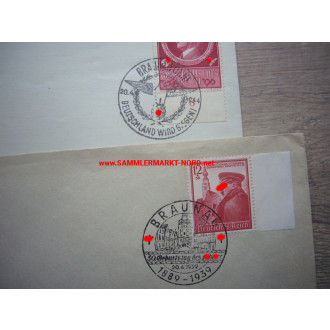 2 x Briefumschlag BRAUNAU am Inn - verschiedene Sonderstempel 1939/44