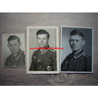 3 x passport photo of same soldier - various medals
