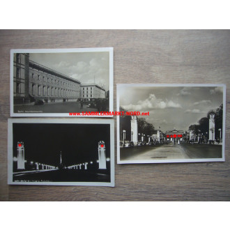 3 x postcard Reich capital Berlin - Reich Chancellery, Brandenburg Gate, etc.