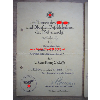 Luftwaffe - Fallschirmjäger Regiment 1 (Monte Cassino) - Urkundengruppe