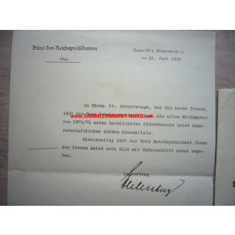 Senior Government Councillor WILHELM GEILENBERG - Office of the President of the Reich 1932 - Autograph