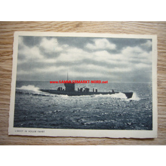 Kriegsmarine postcard - Submarine at full speed