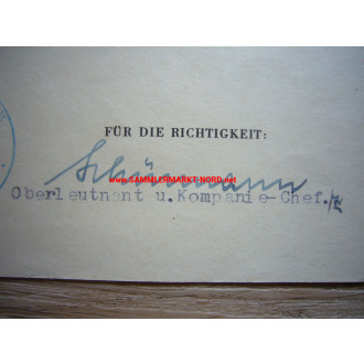 1. Nachrichten-Abteilung 423 - Soldbuch, Award Certificates & Dog Tag