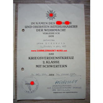 1. Nachrichten-Abteilung 423 - Soldbuch, Urkunden & Erkennungsmarke