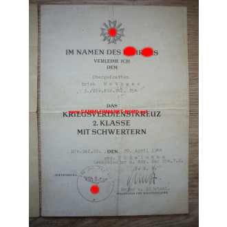 3./ Division Füsilier Bataillon 254 (254. I.D.) - Urkundengruppe