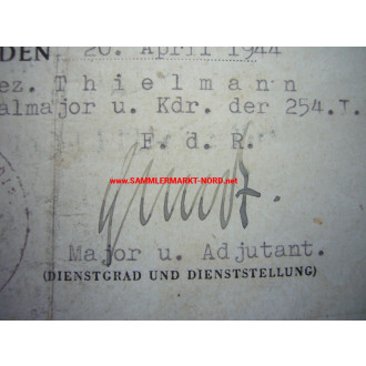 3./ Division Füsilier Bataillon 254 (254. I.D.) - Urkundengruppe