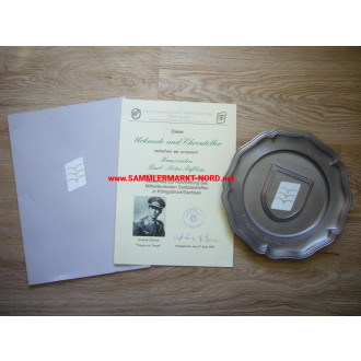 Paratrooper Comradeship "General Schmalz" - Certificate & Plate of Honor