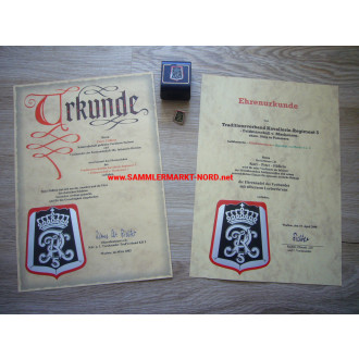 Traditional Association Cavalry Regiment 5 "Field Marshal von Mackensen" - Certificates & Badge