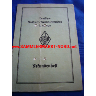 Document booklet German cycle racing youth badge in bronze