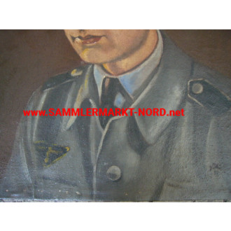 Ölbild Portrait Luftwaffen Flak Helfer