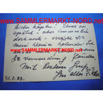 Notizbuch + Visitenkarte + Widmung von ERNST UDET von 1933