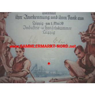 Honour document of the IHK Leipzig of 1939