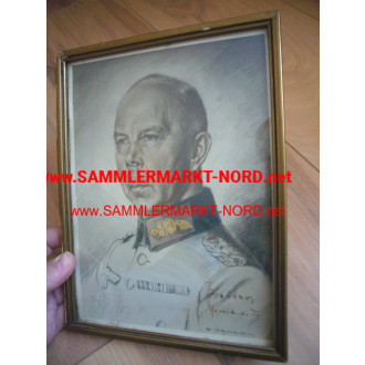 Signiertes und gerahmtes Portraitbild Generalleutnant Adolf Poet
