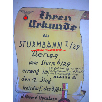 Honorary document of the SA Sturmbann I / 29 (Troisdorf 1934)