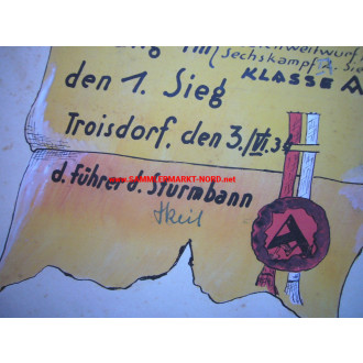 Honorary document of the SA Sturmbann I / 29 (Troisdorf 1934)