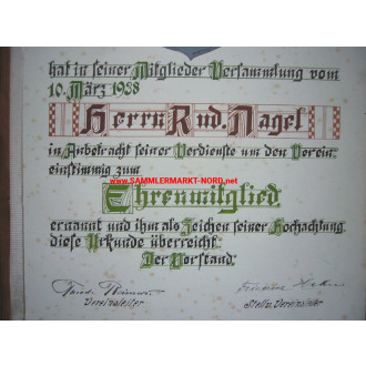 Große Urkundenmappe - Hamburger Hafen Verein - Ehrenmitglied 193
