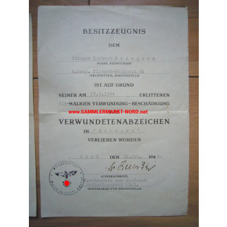 Luftwaffe - Award document group 4./ Flieger Regiment 91 (France