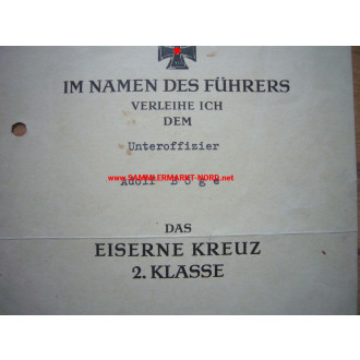 Verleihungsurkunde zum Eisernen Kreuz 2. Klasse - Luftgaukommand