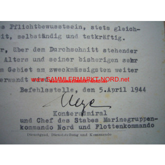 Kriegsmarine - Autograph of Generaladmiral OTTO SCHNIEWIND and K