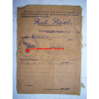 Wehrmacht Dienstausweis - Heeresverpflegungshauptamt Liegnitz (S