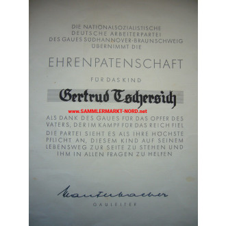 Ehrenpatenschaft der NSDAP des Gaues Südhannover-Braunschweig fü