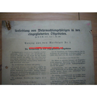 Merkblatt - Ansiedlung von Wehrmachtsangehörigen in den eingegli