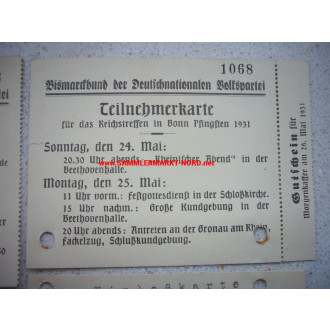 3 x Dokument - Bismarckbund der Deutschnationalen Volkspartei - 