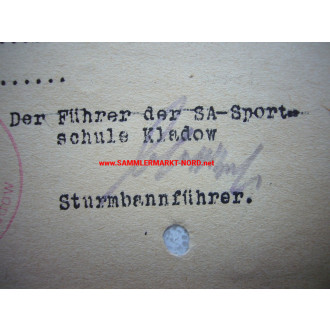 Der Führer der SA Sportschule Kladow - SA Sturmbannführer Autogr
