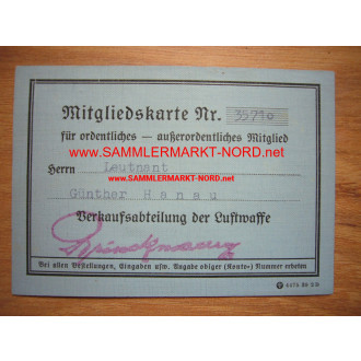 Verkaufsabteilung der Luftwaffe - Mitgliedskarte