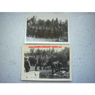 2 x Foto SS - Obersturmführer bei einer Beerdigung