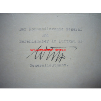 Luftwaffe - Urkundengruppe mit Eisernen Ehrenschild des Luftgaue