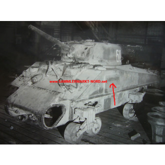 4 x Foto US Sherman Panzer - Beutesammelplatz