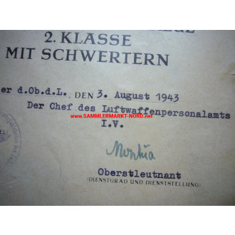 Luftwaffe Award document group - Ergänzugszerstörergruppe